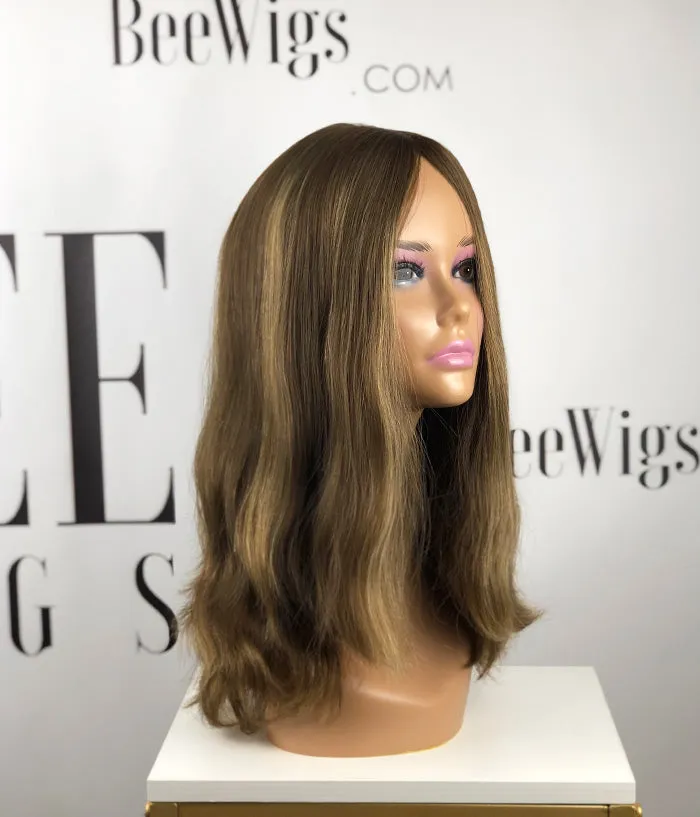 Blonde Wig With Highlights Virgin Human Hair Silk Top Wig