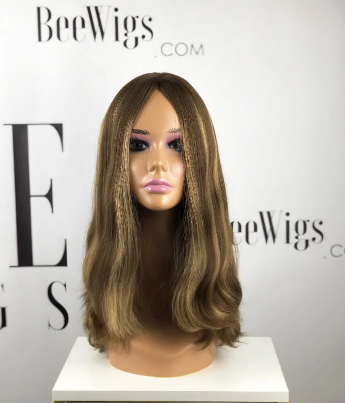 Blonde Wig With Highlights Virgin Human Hair Silk Top Wig
