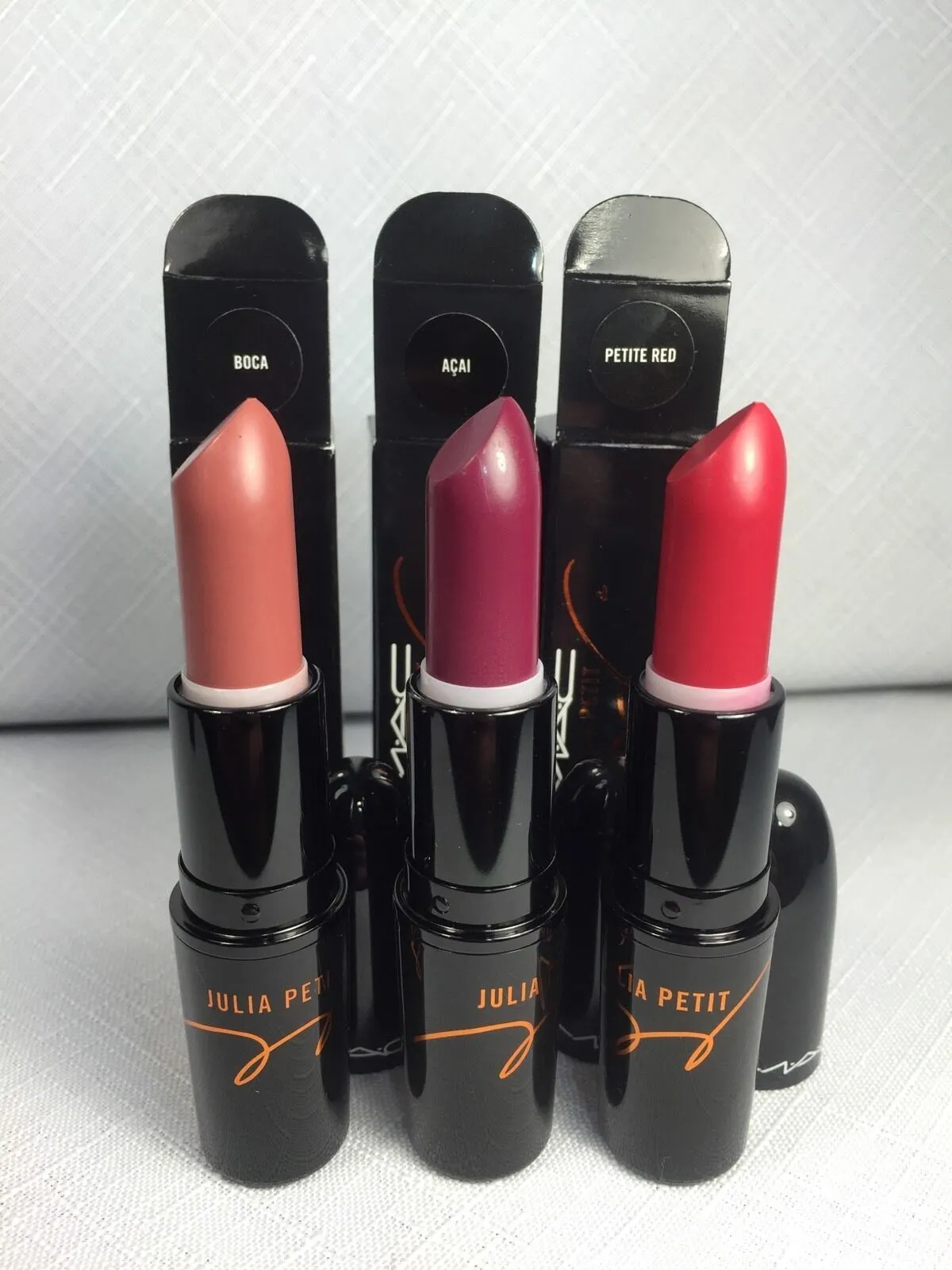 BNIB MAC JULIA PETIT 5pc Lipstick Blush Lipglass Linda Boca Acai Red w/receipt