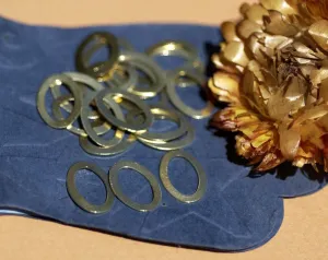 Brass Tiny Tiny Eye Pointed Oval Frame 15mm x 11.6mm Blank Shape Charm Cutout for Stamping Texturing Blanks Variety of Metals- 6 pieces
