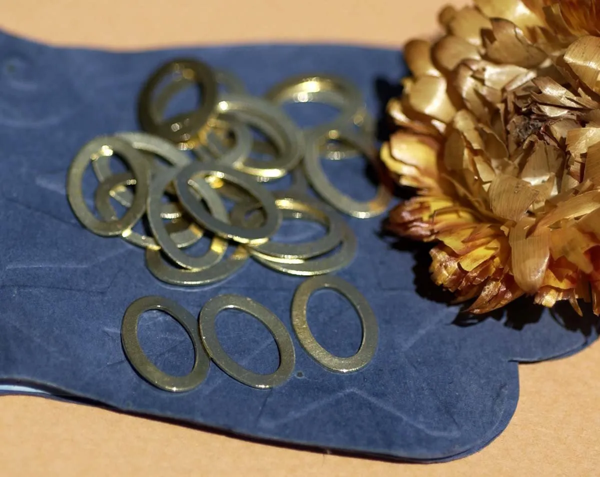 Brass Tiny Tiny Eye Pointed Oval Frame 15mm x 11.6mm Blank Shape Charm Cutout for Stamping Texturing Blanks Variety of Metals- 6 pieces