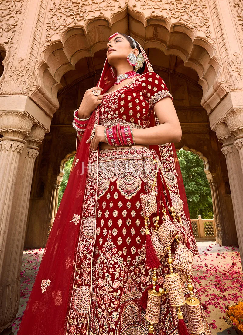 Bridal Red Velvet Designer Bridal Lehenga Choli