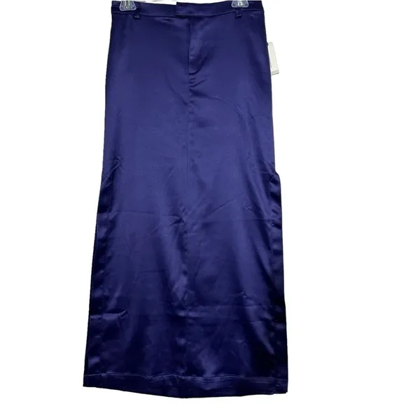 By Anthropologie Indigo Sateen Maxi Length Trouser Skirt Split Leg