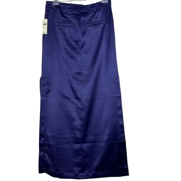 By Anthropologie Indigo Sateen Maxi Length Trouser Skirt Split Leg