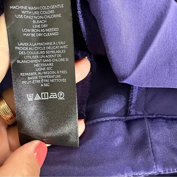 By Anthropologie Indigo Sateen Maxi Length Trouser Skirt Split Leg