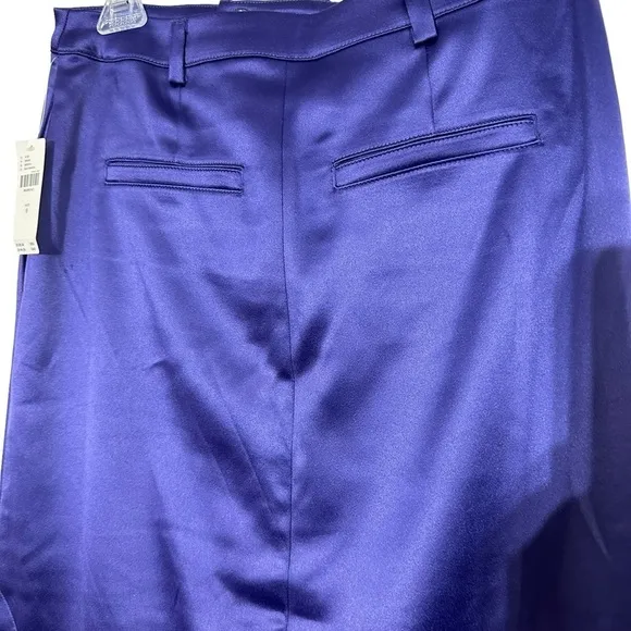 By Anthropologie Indigo Sateen Maxi Length Trouser Skirt Split Leg
