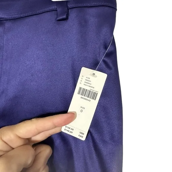 By Anthropologie Indigo Sateen Maxi Length Trouser Skirt Split Leg