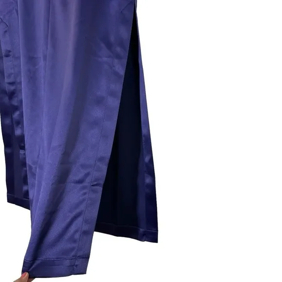By Anthropologie Indigo Sateen Maxi Length Trouser Skirt Split Leg