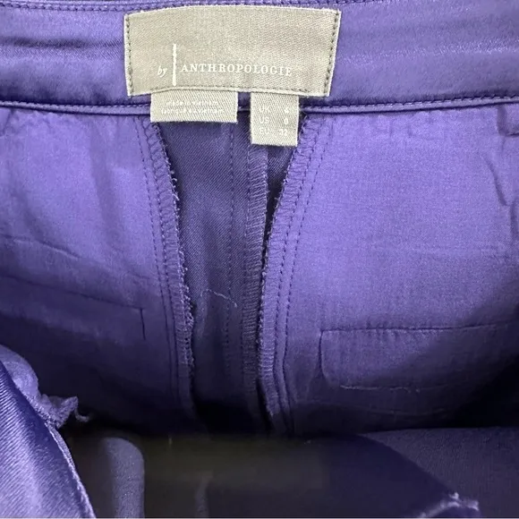 By Anthropologie Indigo Sateen Maxi Length Trouser Skirt Split Leg