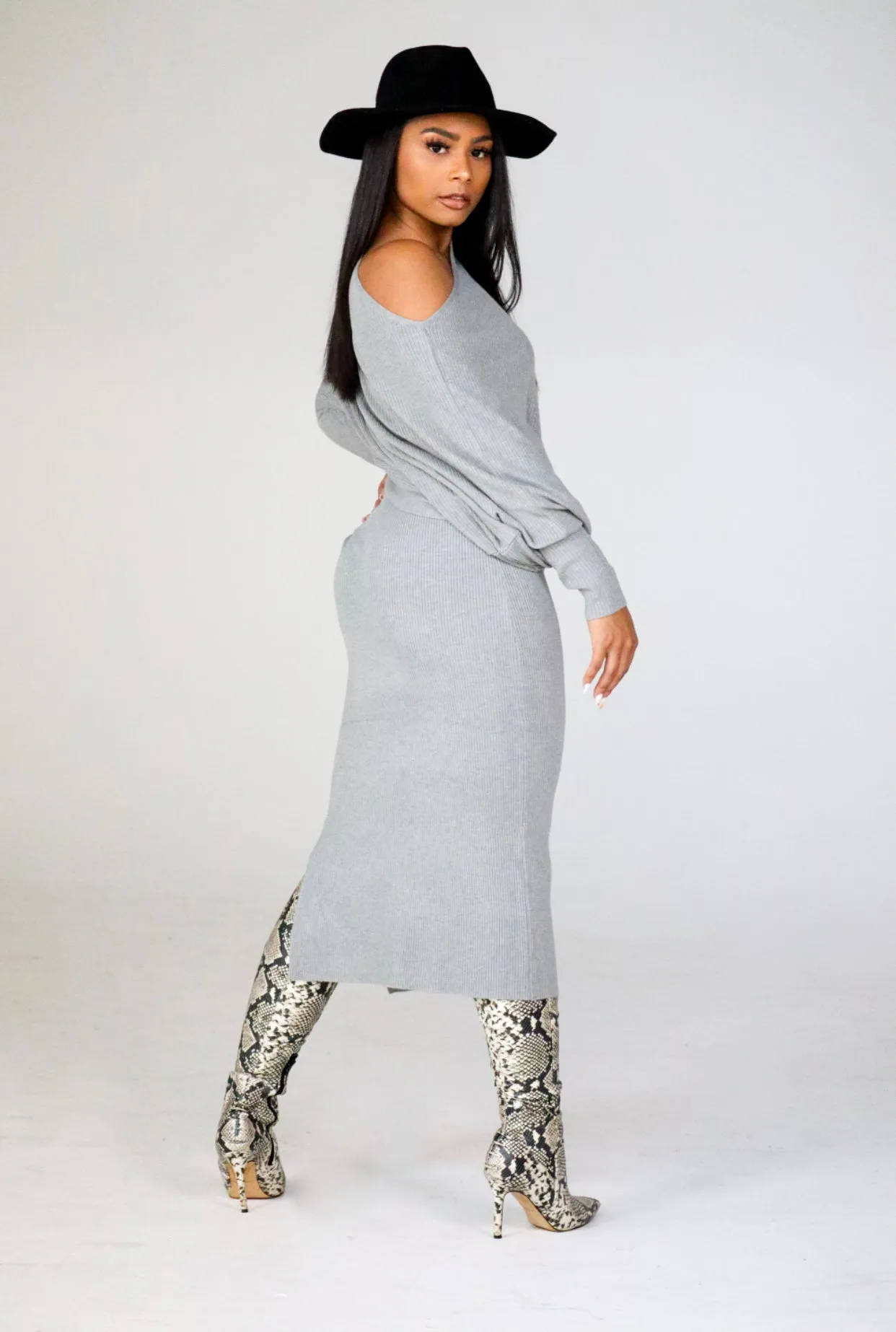 Carrie Skirt Set (Grey)