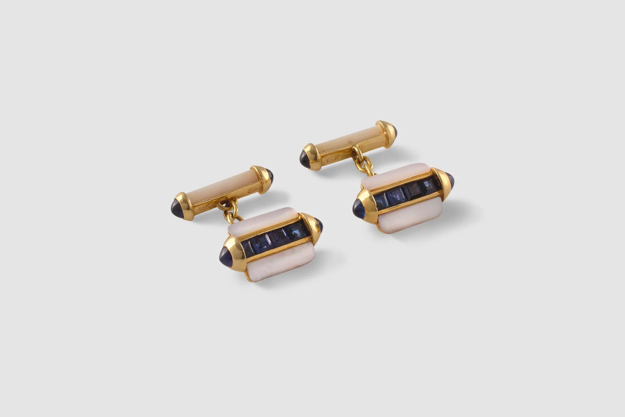 Cartier Mother of Pearl Sapphire Cufflinks