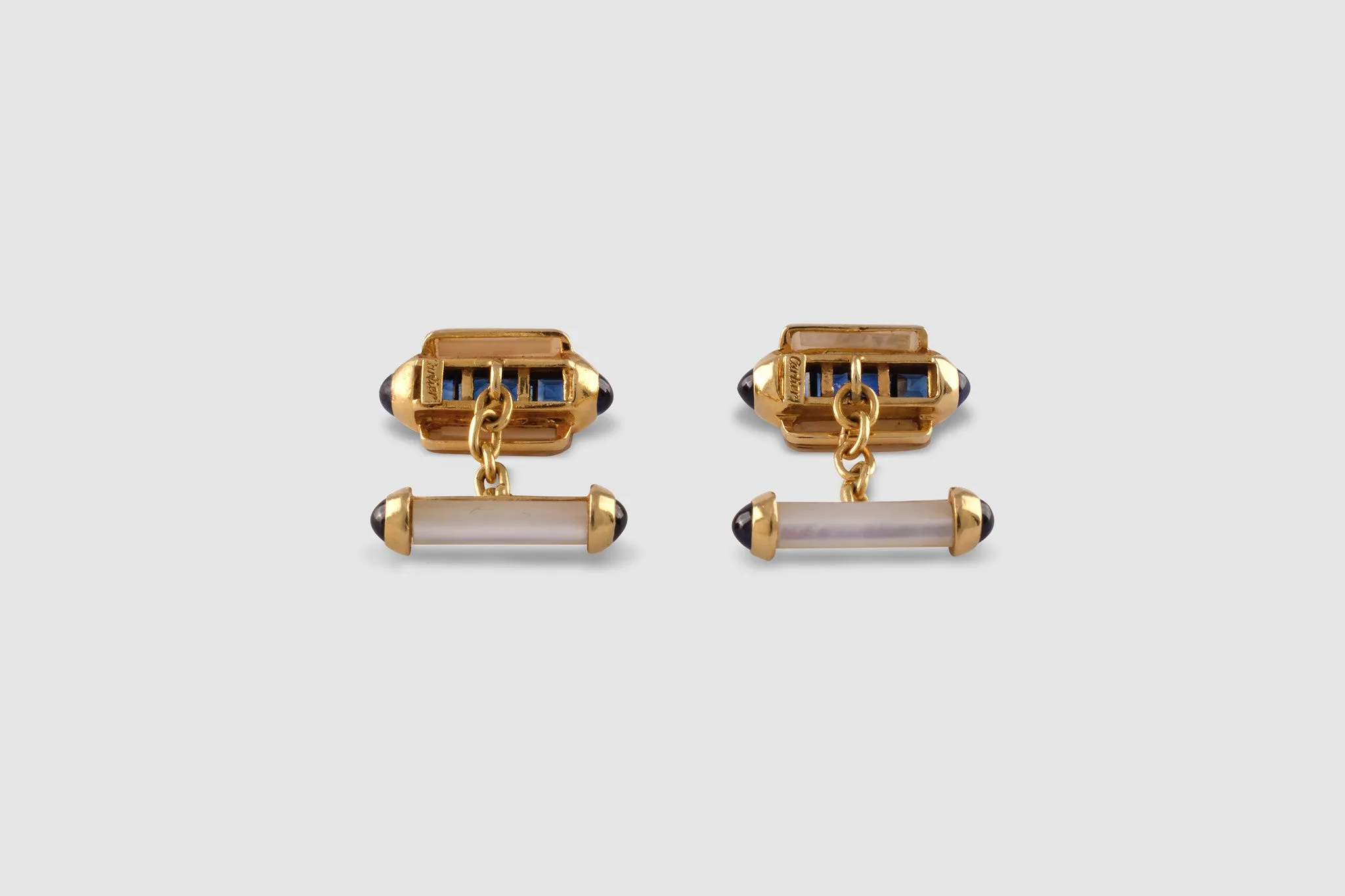 Cartier Mother of Pearl Sapphire Cufflinks