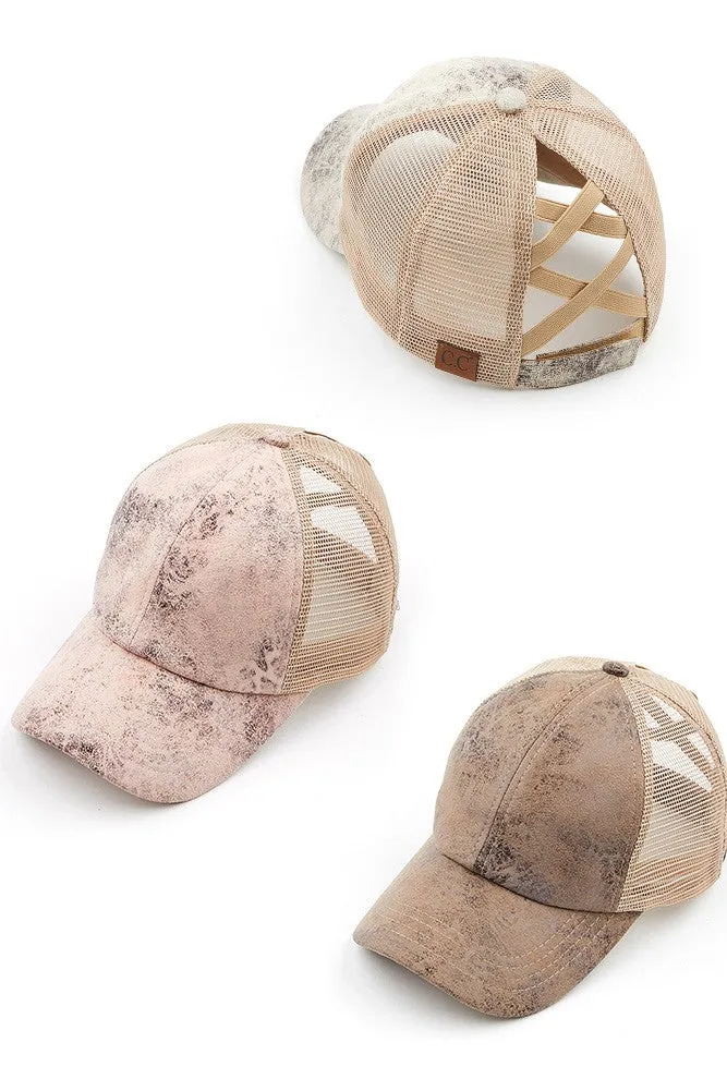 CC Faux Leather Criss Cross Cap