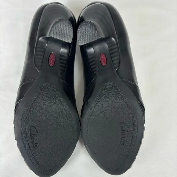 Clarks Artisan Active Air Comfort Peep Toe Pumps Kitten Heels Black Size 7.5