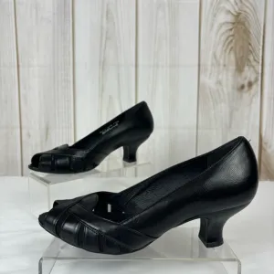 Clarks Artisan Active Air Comfort Peep Toe Pumps Kitten Heels Black Size 7.5