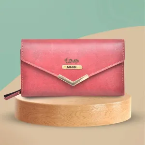 Classy Leather Customised Stylish Lady Wallet (Maroon)