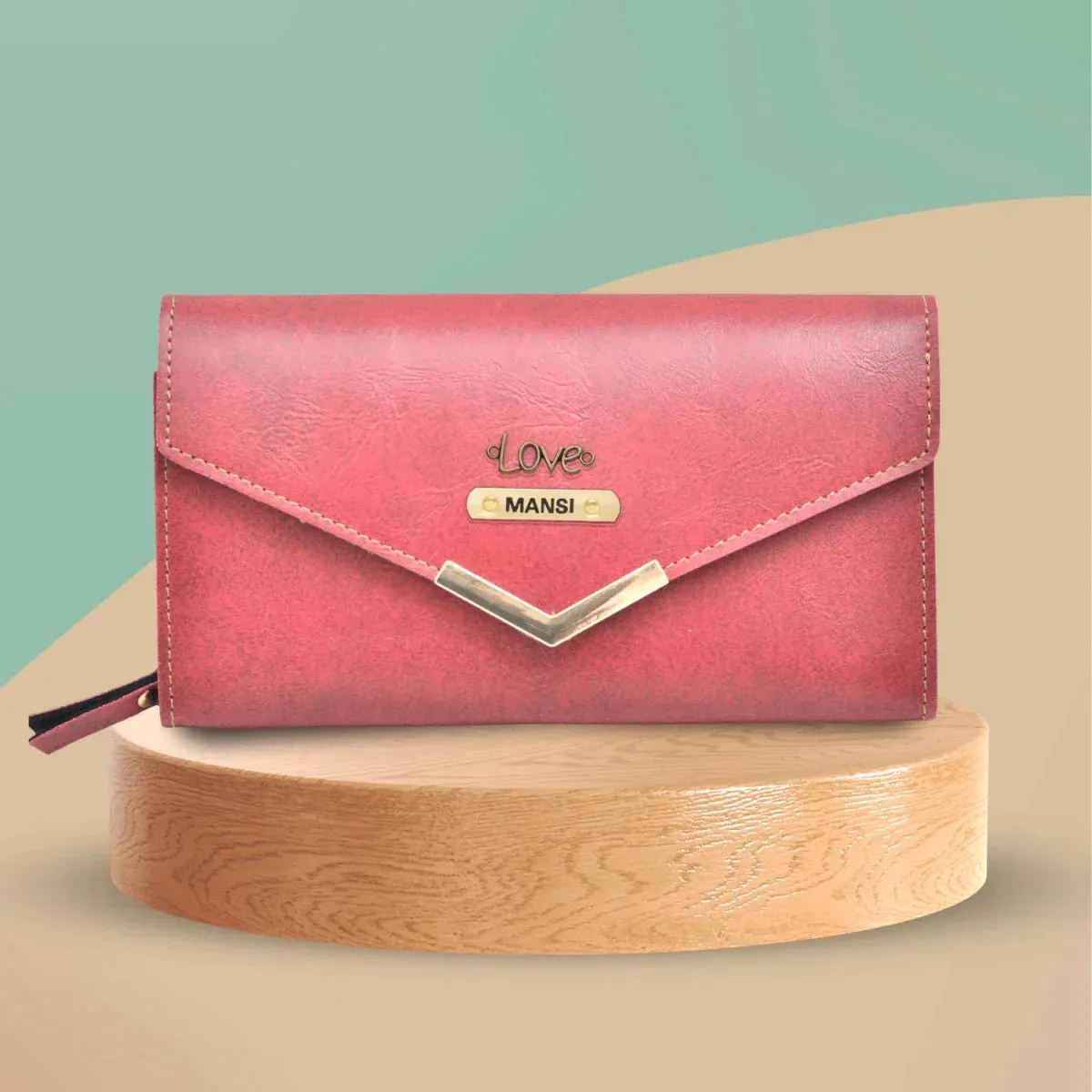 Classy Leather Customised Stylish Lady Wallet (Maroon)