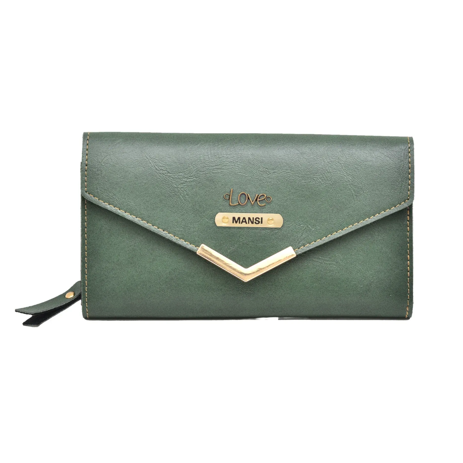 Classy Leather Customised Stylish Lady Wallet(Green)