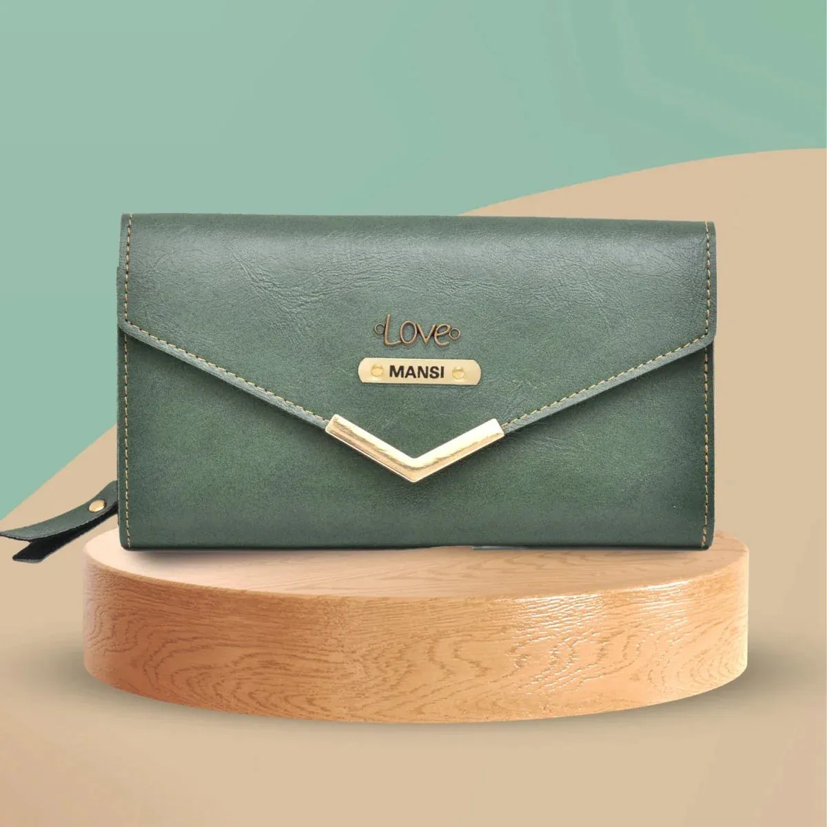 Classy Leather Customised Stylish Lady Wallet(Green)