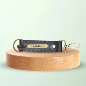 Classy Leather Customized Stylish Keychain with Hook - Black