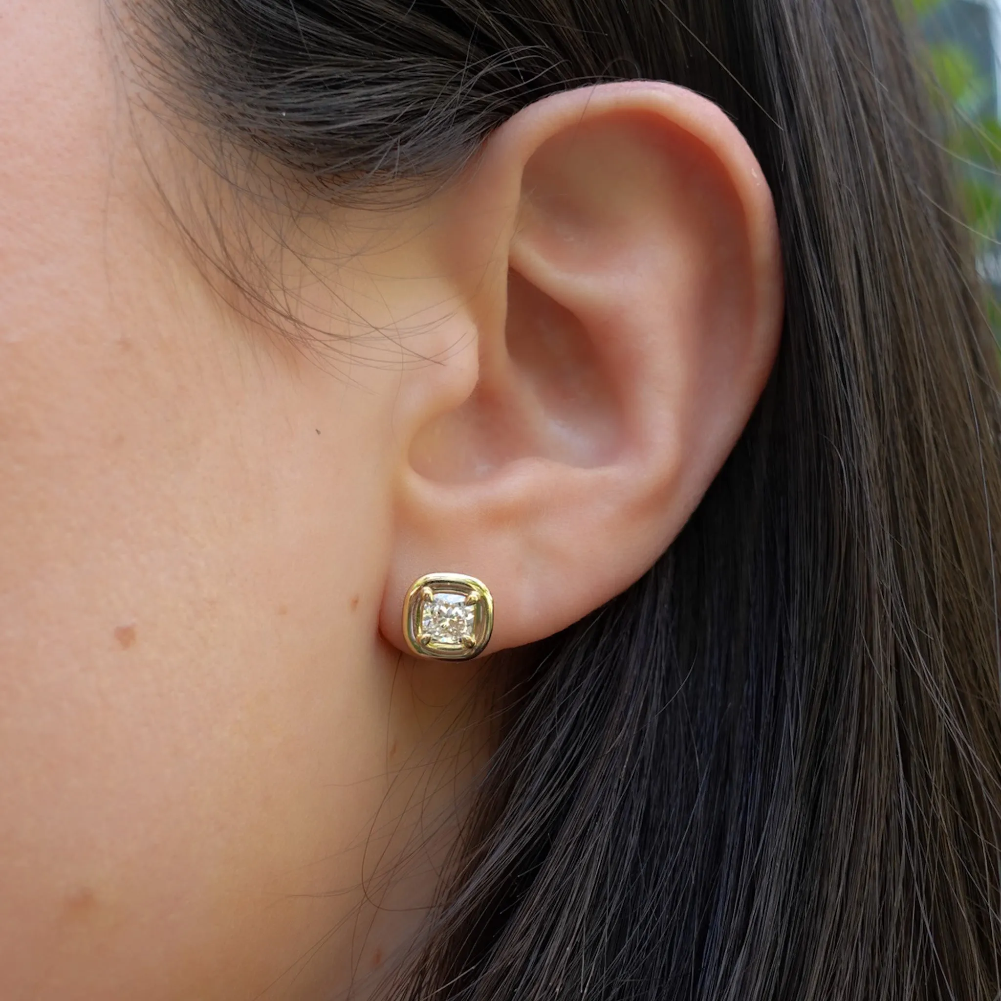 Club Stud Earring with Cushion Cuts