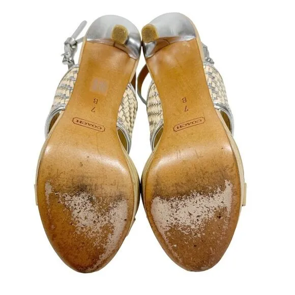 COACH Steffi Heels Silver &amp; Natural 7