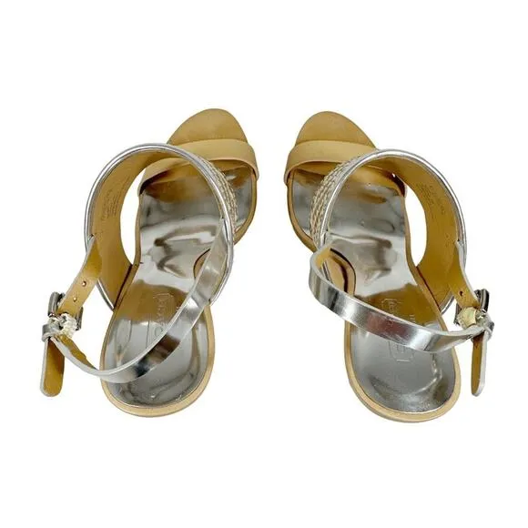 COACH Steffi Heels Silver &amp; Natural 7