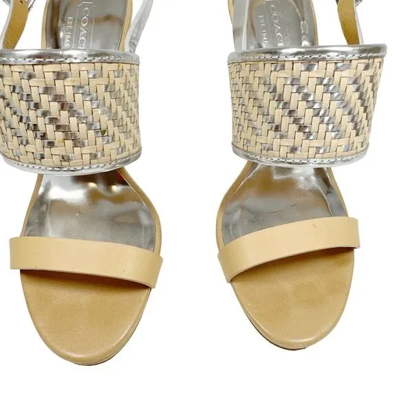 COACH Steffi Heels Silver &amp; Natural 7