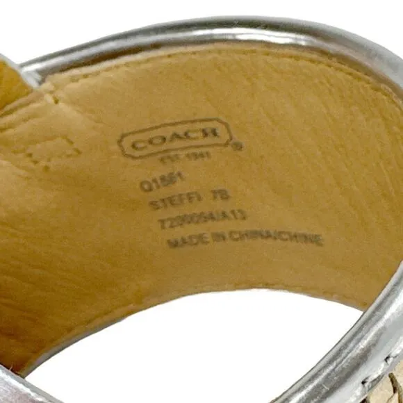 COACH Steffi Heels Silver &amp; Natural 7