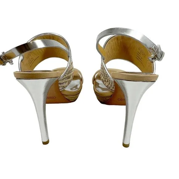 COACH Steffi Heels Silver &amp; Natural 7