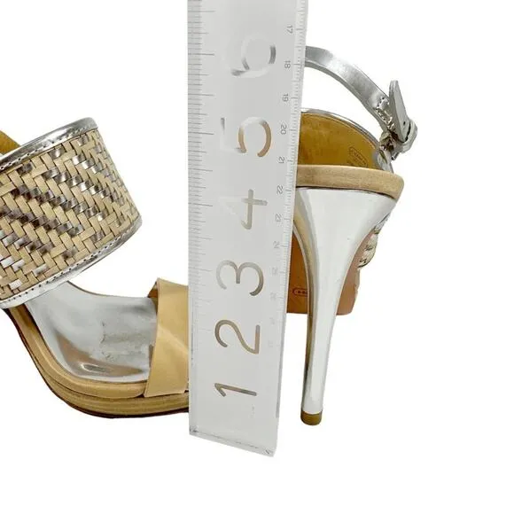COACH Steffi Heels Silver &amp; Natural 7