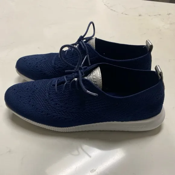 Cole Haan Men's Original Grand Knit Wing TIP II Sneaker, Navy Blue 9.5B