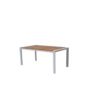 Copenhagen Outdoor Table 1800x900 - White Powder Coated Aluminium with Teak Top