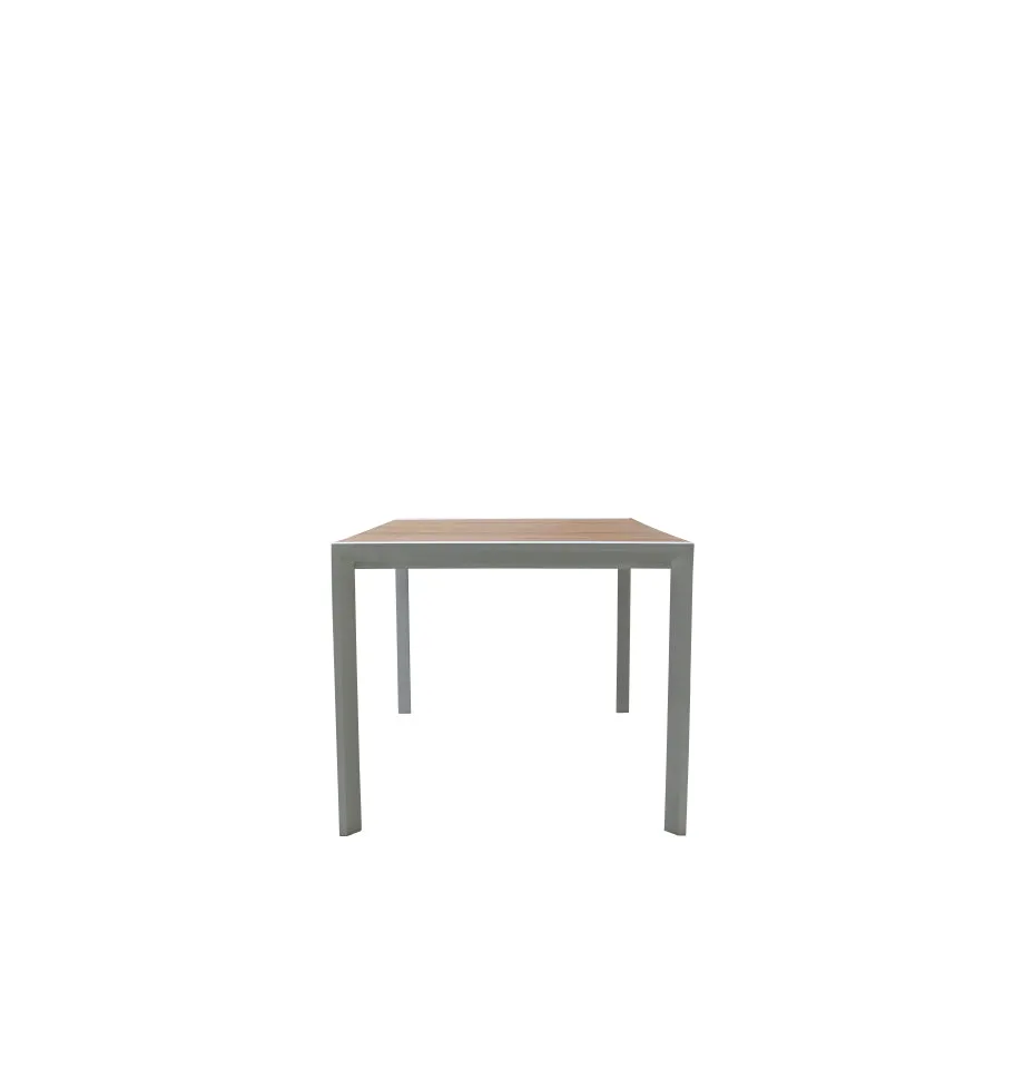 Copenhagen Outdoor Table 1800x900 - White Powder Coated Aluminium with Teak Top