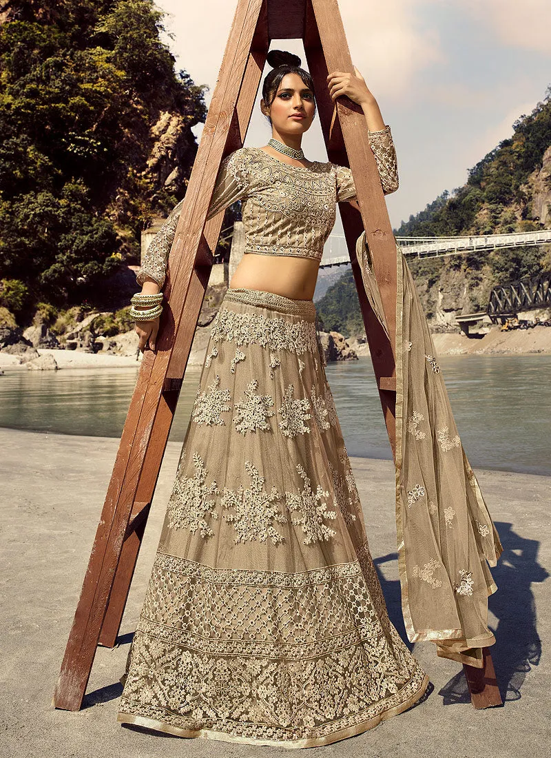 Copper Golden Embroidered Designer Lehenga Choli