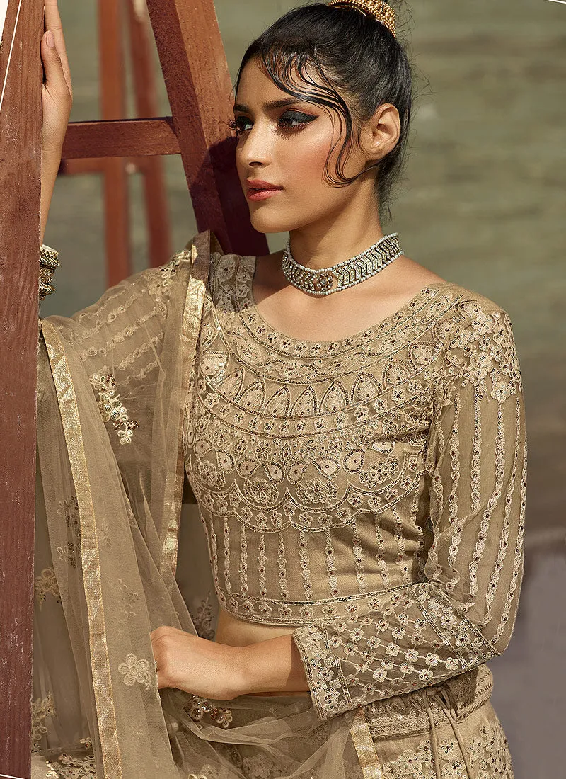 Copper Golden Embroidered Designer Lehenga Choli