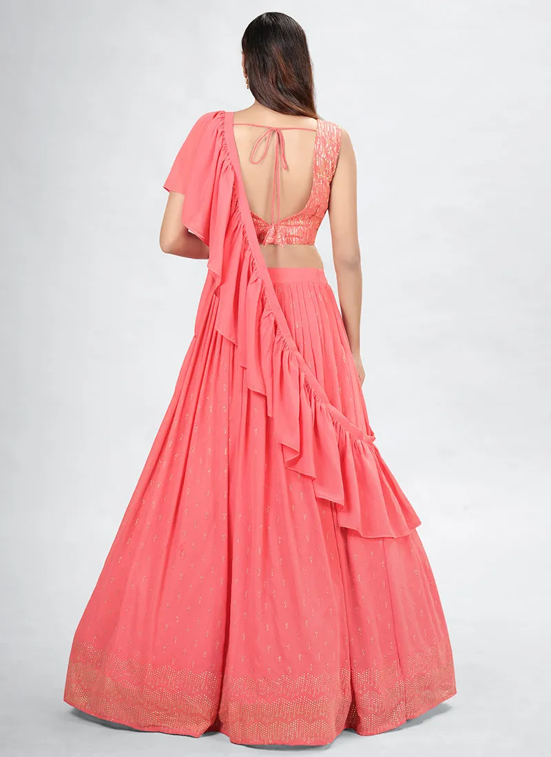 Coral Embroidery Festive Lehenga Choli