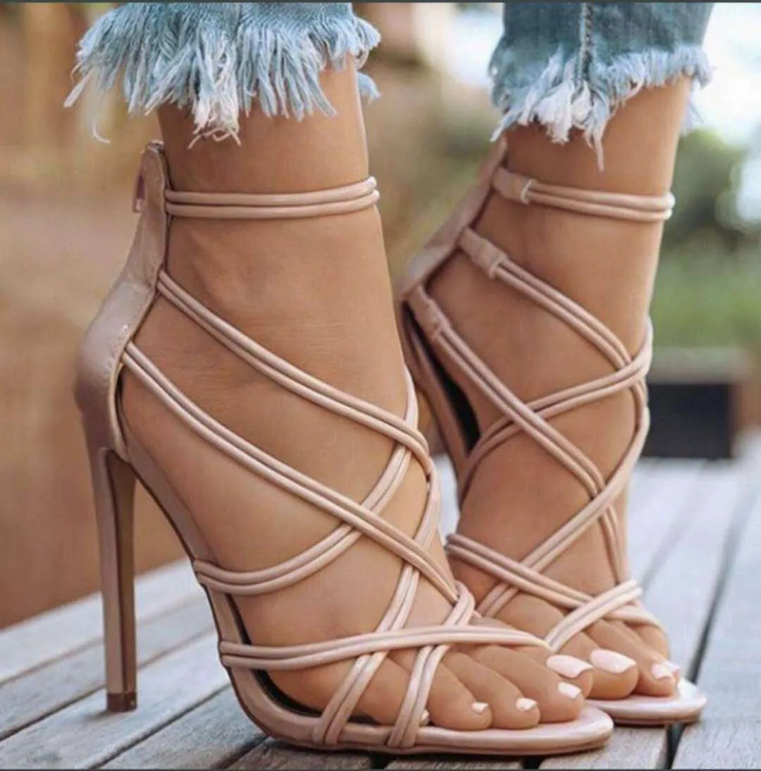 Cross Wrap High Heels