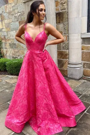 Custom A Line V Neck Sweep Train Long Satin Prom Dresses Evening Dresses OHC502
