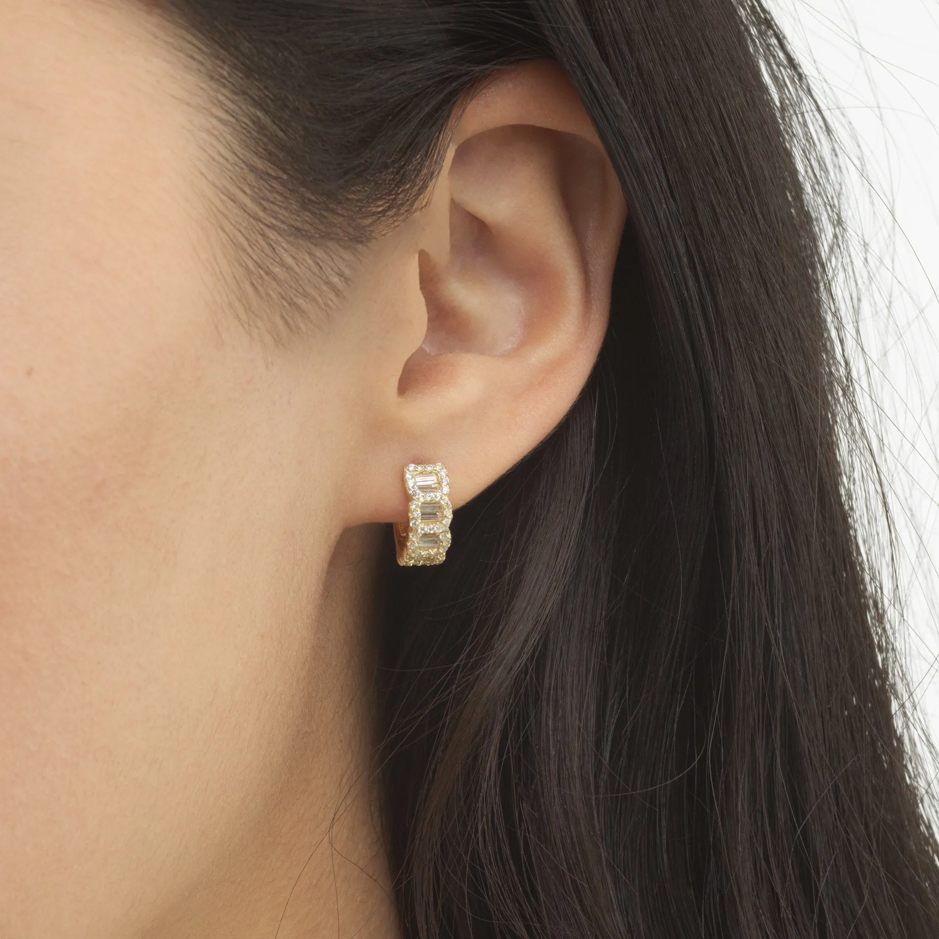 CZ Chain Huggie Earring
