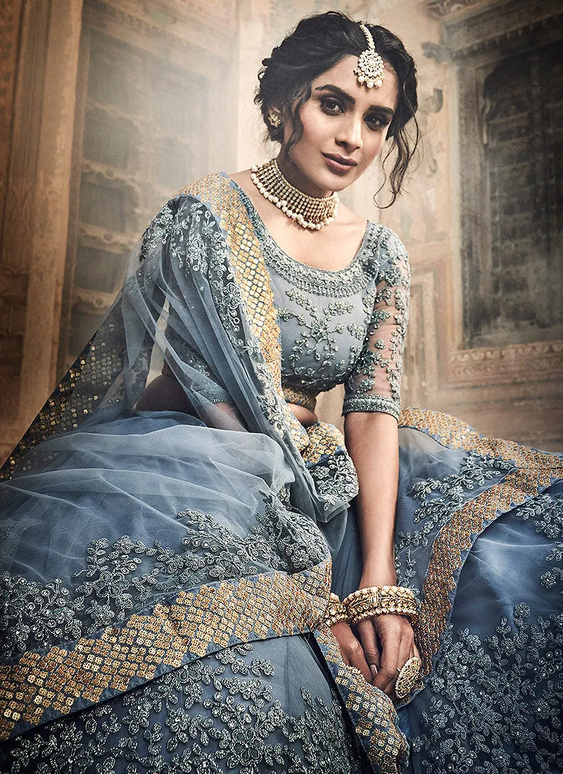 Dark Grey Designer Wedding Lehenga Choli