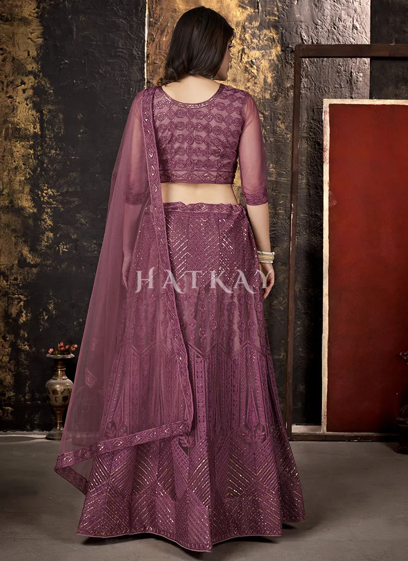 Deep Purple Sequence Embroidered Lehenga Choli