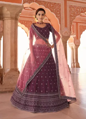 Deep Wine Traditional Embroidered Lehenga Choli