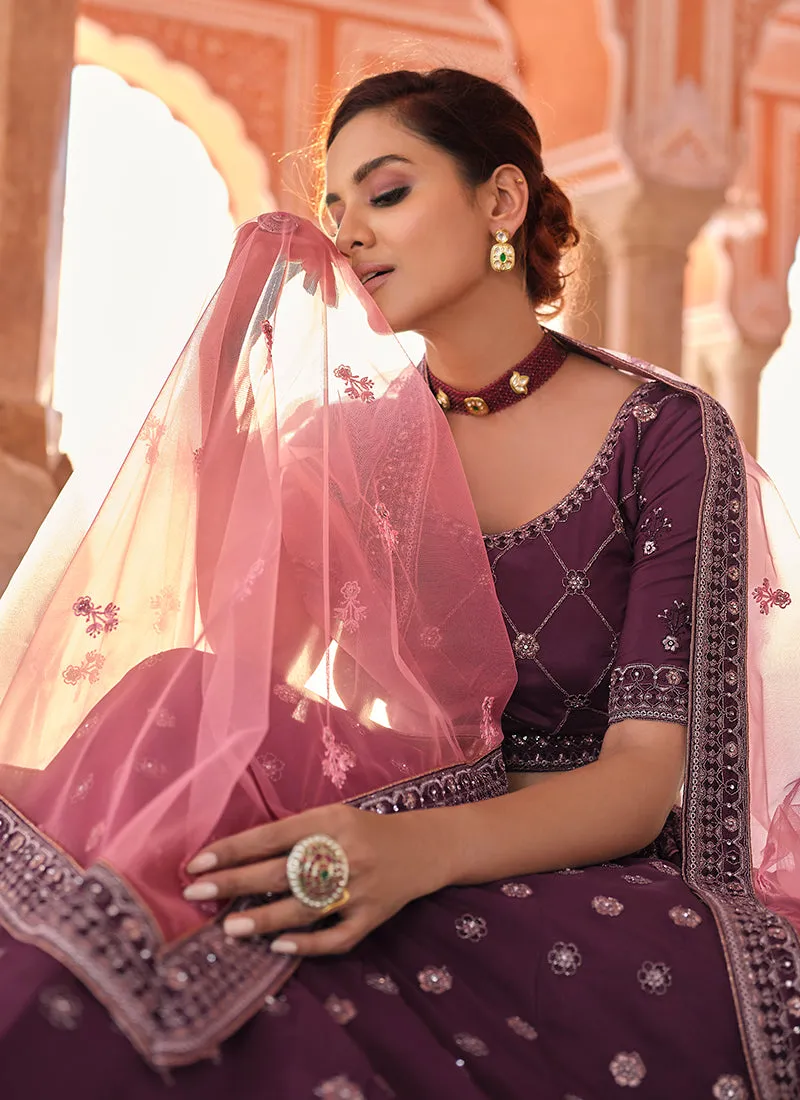 Deep Wine Traditional Embroidered Lehenga Choli