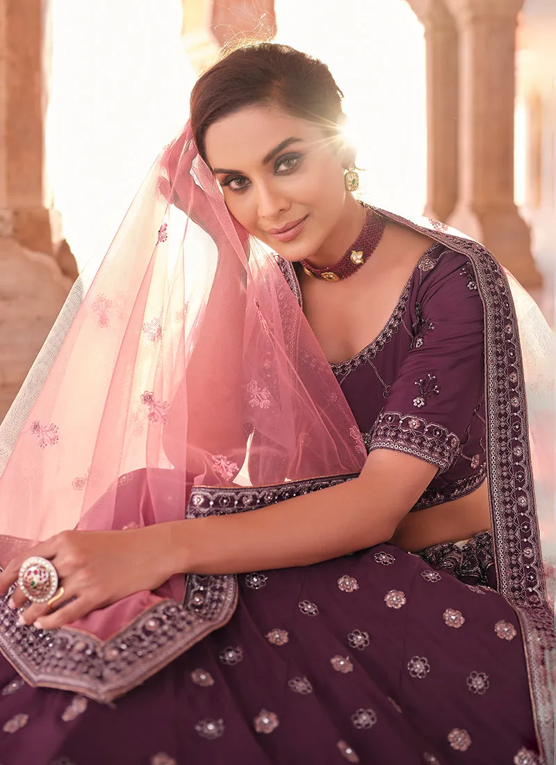 Deep Wine Traditional Embroidered Lehenga Choli