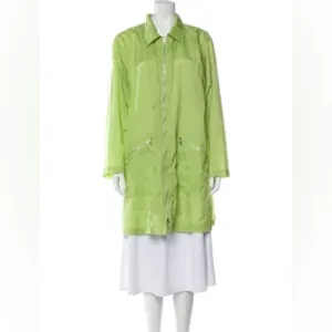 Diane Von Furstenberg the color authority Trench Coat Neon Green 2XL Vintage