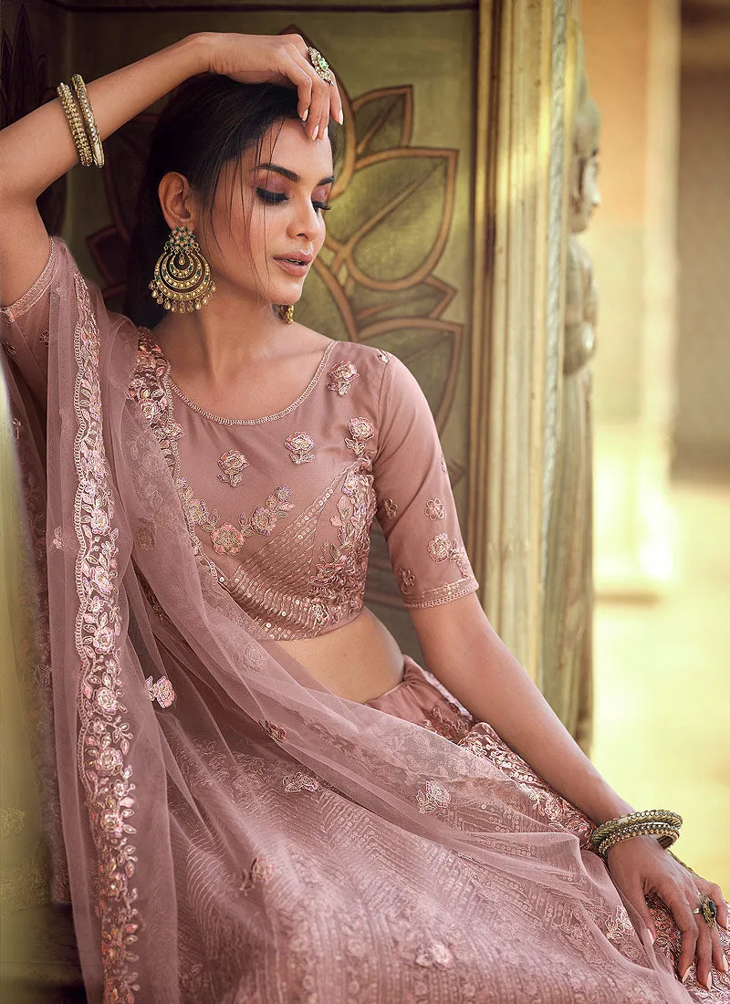 Dusky Pink Sequence And Dori Embellished Designer Lehenga Choli
