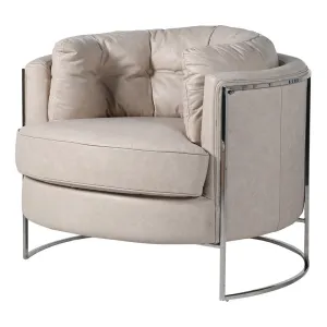 DWELL Ivory Curve Leather Chair