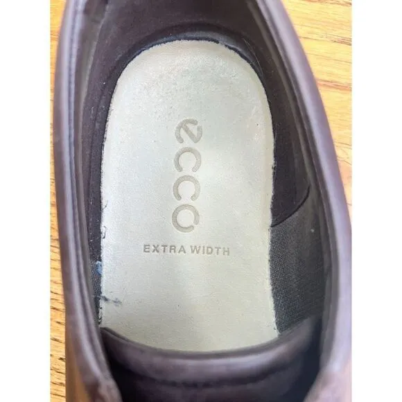 Ecco Soft 7 Brown Leather Low Top Lace Up Extra Width Sneaker Casual Shoe Sz 46