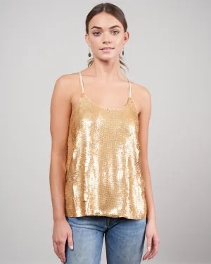 eclair sequins beading cami top - gold